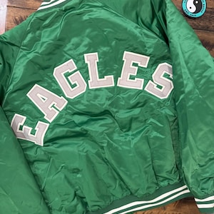 vintage 90s Philadelphia eagles chalk line satin bomber jacket