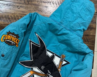 San Jose Sharks Vintage 90s Chalk Line Satin Bomber Jacket - NHL