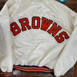 Vintage 90s Cleveland browns chalk line satin bomber jacket
