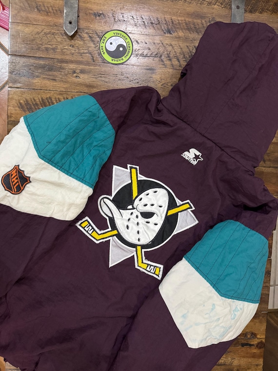 Blouson Bomber Mighty Ducks Anaheim Vintage Années 90 - Cuir, LNH, Taille XL, Occasion Rare