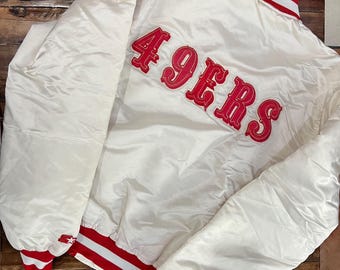 San Francisco 49ers Vintage 80s Chalk Line Satin Bomber Jacket