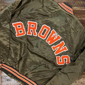 vintage Cleveland browns chalk line satin bomber jacket