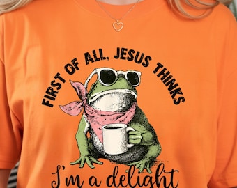 Lustiges christliches Frosch Jesus denkt, dass ich ein Freuden-T-Shirt bin