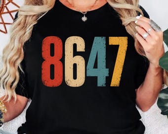 Cool Numeric Code Shirt 8647 T-Shirt, Retro Vintage Number Design Gift, Minimalist Graphic Tee