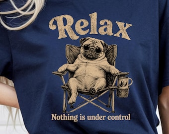Lustiges Mops Shirt Vintage Retro Grafik T-Shirt Relax Hund T-Shirt Süßes Meme Hunde Shirt Ästhetisches Streetwear T-Shirt Geschenk für Mops-Liebhaber