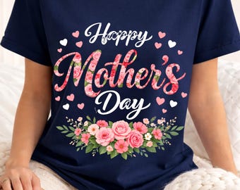 Glückliches Muttertag Mom Shirt, süßes Blumenmama-T-Shirt, lustiges Muttergeschenk, rosa Blumen-Grafik-T-Shirt für Frauen