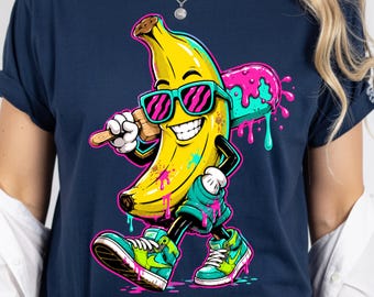 Lustiges Tropfbananen-Kindert-Shirt-amerikanische Flaggen-Karikatur-Grafik-T-Stück