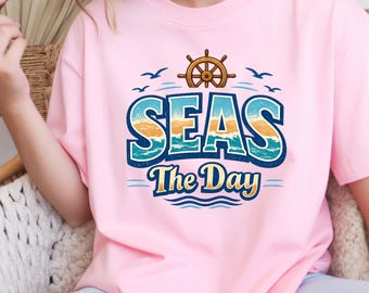 Seas The Day Passendes Gruppen-Kreuzfahrt-T-Shirt, personalisierte Kreuzfahrtcrew-T-Shirt, Familienurlaubsgeschenk, Sommerreise-Top, benutzerdefinierte Familienkreuzfahrt-Shirts
