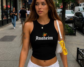 Anaheim Orange Racer Tank Top, Y2K Baby T-Shirt, Kalifornien Zitrus Crop Top, Vintage Gothic Anaheim Shirt, trendiges Reise Souvenir
