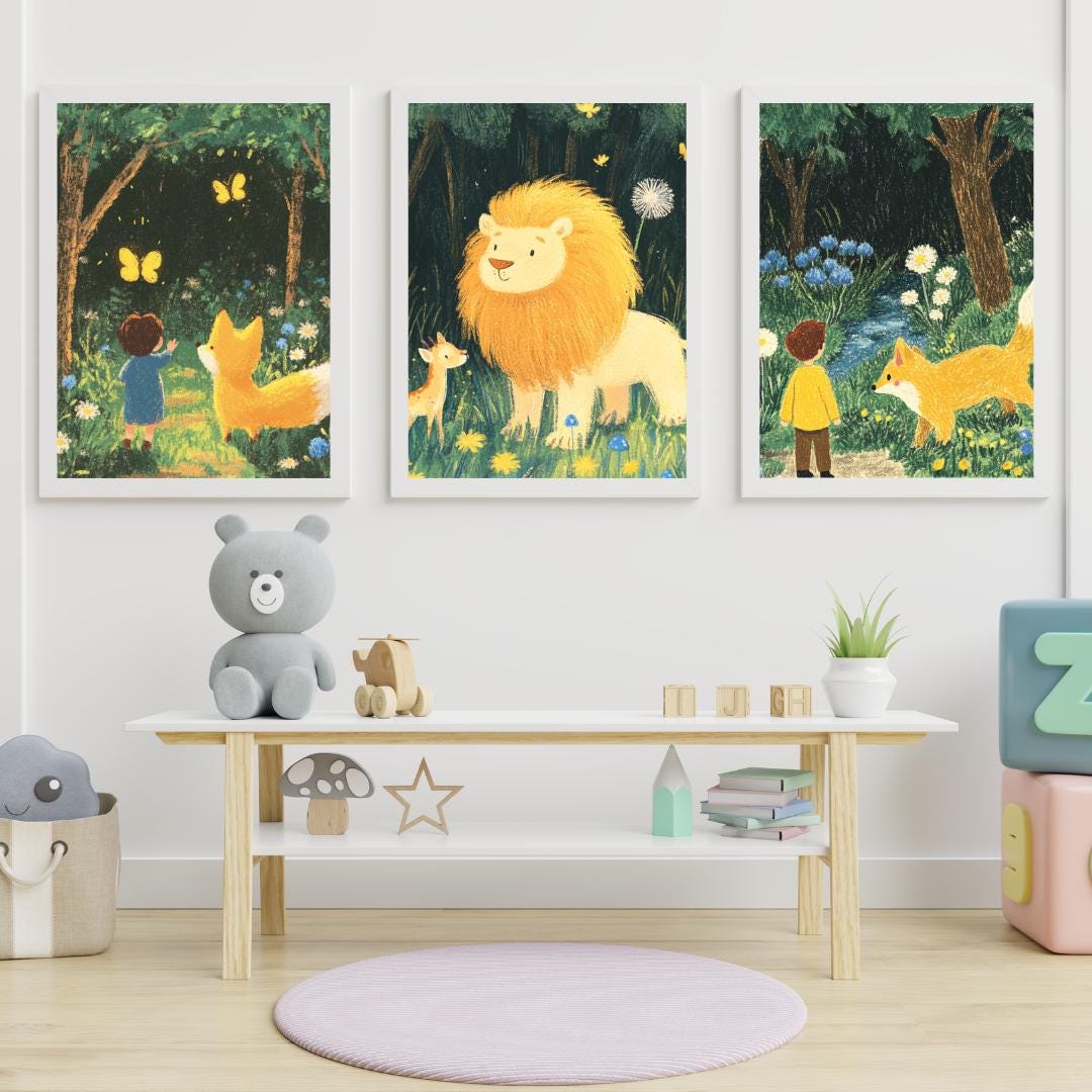 Forest Whimsy – 3 Piece Kids Digital Art Set | Woodland Animal ...