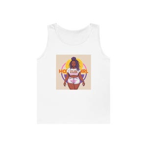 Hot Girl Unisex Heavy Cotton Tank Top, Summer Fashion, Casual Wear, Beach Attire, Workout Gear, Fun Graphic Tee