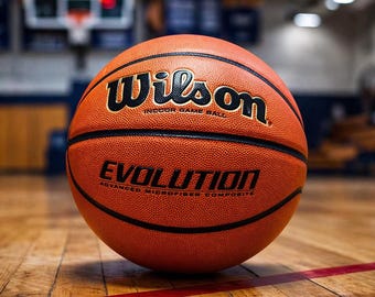 Balón de baloncesto Wilson Evolution Indoor Game – Tamaño oficial de 29,5 pulgadas, empuñadura de cuero compuesto.
