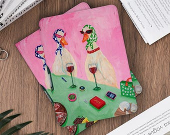 Custodia protettiva per iPad con motivo dipinto a olio di un'anatra alla moda per iPad Pro 2025 13", iPad 11th A16 2025, iPad Air 7 11" 2025, Mini 7 A17 Pro, Pro 2025 11"