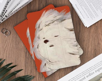 A Puppy with a Thick Paint Application on an Orange Background iPad Protective Case for iPad 11th A16 2025, Pro 2025 11“, Air 2026, A17 Pro