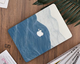 Vertical Design with Abstract Ocean Lines MacBook case for MacBook Air 15" 2025 2024, MacBook Pro 14" 2025 M5, Pro 16" 2024, MacBook Neo