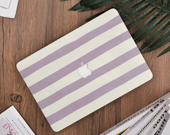 Simple Purple Stripes MacBook Case for MacBook Air 15" 2025 2024, Pro 14" 2025 M5, Pro 16" 2024, Neo A18, 16" Pro 2026 M5, 15"Air 2026 M5