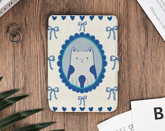 Fresh Retro Blue Kitten Kindle Protective Cover for Kindle 11th 6", Kindle Paperwhite 11th 6.8", Paperwhite 12th 7", Colorsoft 2024, Kobo