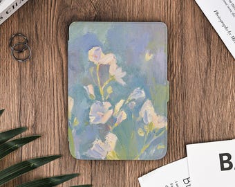Light Blue Oil Painting of Flowers Kindle Protective Cover for Kindle 11th 6", Paperwhite 11th 6.8", Paperwhite 12th 7", Colorsoft 2024,Kobo