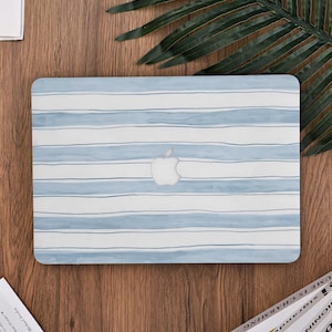 Blue Horizontal Stripes MacBook case for MacBook Air 15 2023 2024, MacBook Pro 14/16 2023 2024, M1 M2 M3, Air 13 2022, A2681, A3113, Laptop