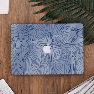 Blue Abstract Line MacBook case for MacBook 13&quot; Air 2025, Air 15 2023 2024, MacBook Pro 14/16 2023 2024, Air 13 2022, M1 M2 M3, A3240 Laptop
