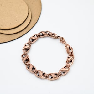 Armband i massivt koppar med kantkedja - Handgjorda unisexsmycken