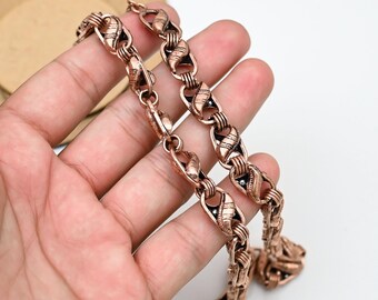 Handmade Solid Copper Chain Necklace: Oxidized Finish, 20 Inches