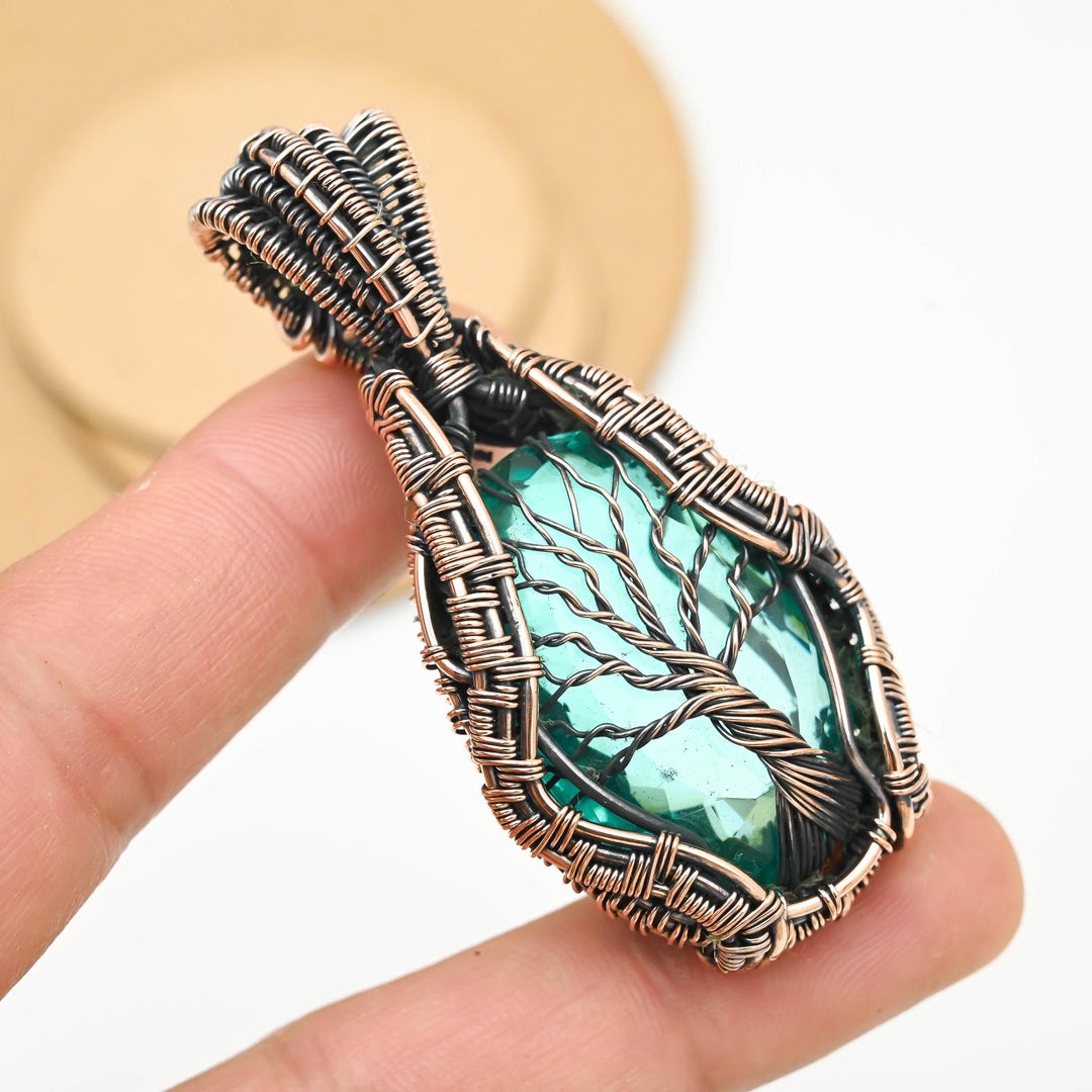 Copper Topaz Copper Wire Wrapped Topaz Handmade Pendant : Oxidize Copper Jewelry. - Etsy