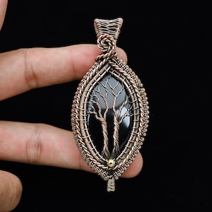 Handmade Black Onyx Copper Wire Wrapped Pendant