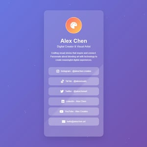 Szablon witryny Aurora Animated Link-in-Bio: HTML CSS (plik HTML do natychmiastowego pobrania)