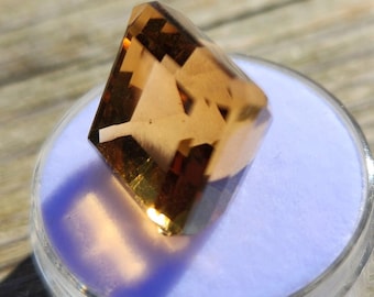 Natural Unheated Yellow Citrine 17.79 Carat Octagon Cut Gemstone from Brazil – Genuine Golden Citrine for Jewelry, Collector, or Healing Cry