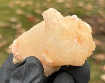 Perzikstilbietcluster uit India | Natuurlijke mesvorming zalmstilbiet | Emotioneel genezend kristal | Mineraalspecimen zeoliet