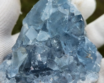 Natural Celestite Cluster – Ruw blauw celestijnkristal voor genezing, meditatie en huisdecoratie