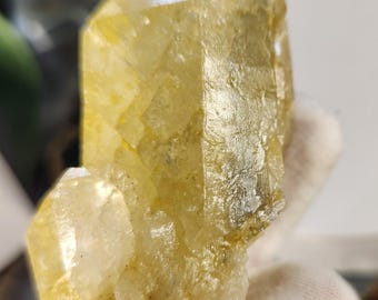 Golden Quartz Crystal on Metal Stand | Color-Enhanced Quartz | Home Décor Statement Piece