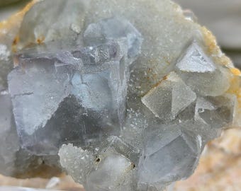 Blue Octahedral Fluorite Crystal Cluster | Natural Fluorite Mineral Specimen