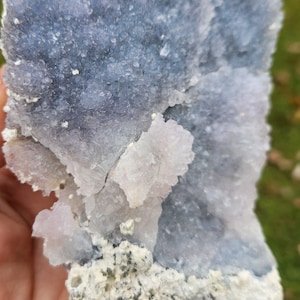 Blue Mist Zeolite Cluster — Brazil | Rare Blue-Grey Zeolite With Lavender Crystal Growths | Cleansing • Purification • High-Frequency Clarit