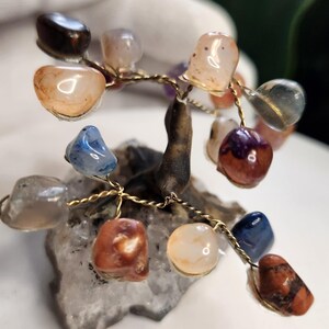 Handmade Chakra Gemstone Tree on Quartz Base | Mixed Crystal Tree