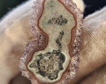 Rare Amethyst Stalactite Pendant Necklace | Natural Crystal Slice with Druzy | One-of-a-Kind Healing Stone Jewelry