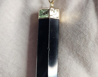 Black Obsidian Crystal Point Pendant Necklace | Natural Volcanic Glass | Protective Healing Stone Jewelry