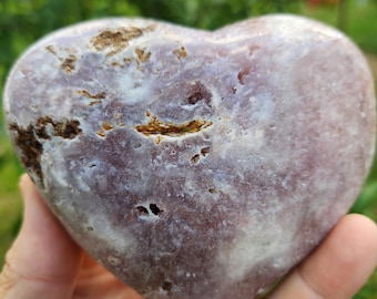 Pink Amethyst Heart Crystal – Genuine Pink Amethyst Geode Heart