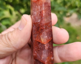 Fire Quartz Tower - Highly Valued Combined Healing Properties of Quartz and Hematite.
