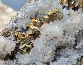 Flower Quartz with Pyrite on Sphalerite | Quartz Crystal Cluster