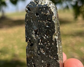 Pyrite Tower | Manifestation, Abundance & Protection Crystal Point | Fool's Gold | Solar Plexus Chakra Stone .