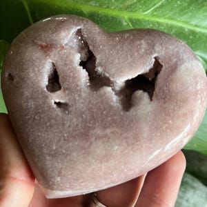 Pink Amethyst Carved Heart with Druzy Geode Cavity | Deep Self-Love Crystal