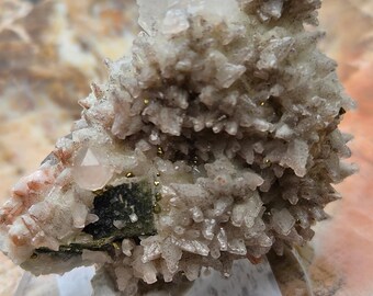 Calcite with Pyrite & Dogtooth Calcite Crystal Cluster