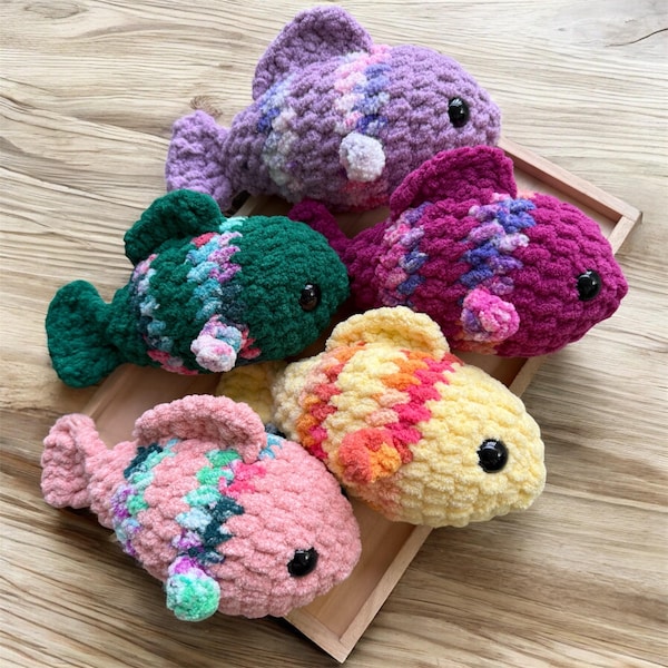 Peces regordetes - Sin costura - Principiante - Amigurumi - Patrón PDF - Peces de crochet