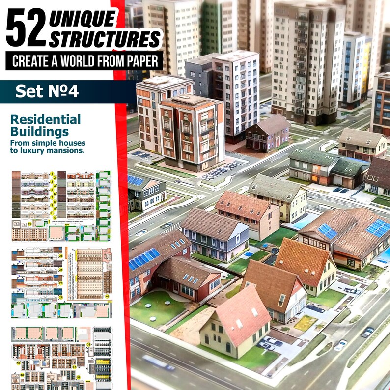 Paper City, Paper Model, City-builder Part 4 - Etsy