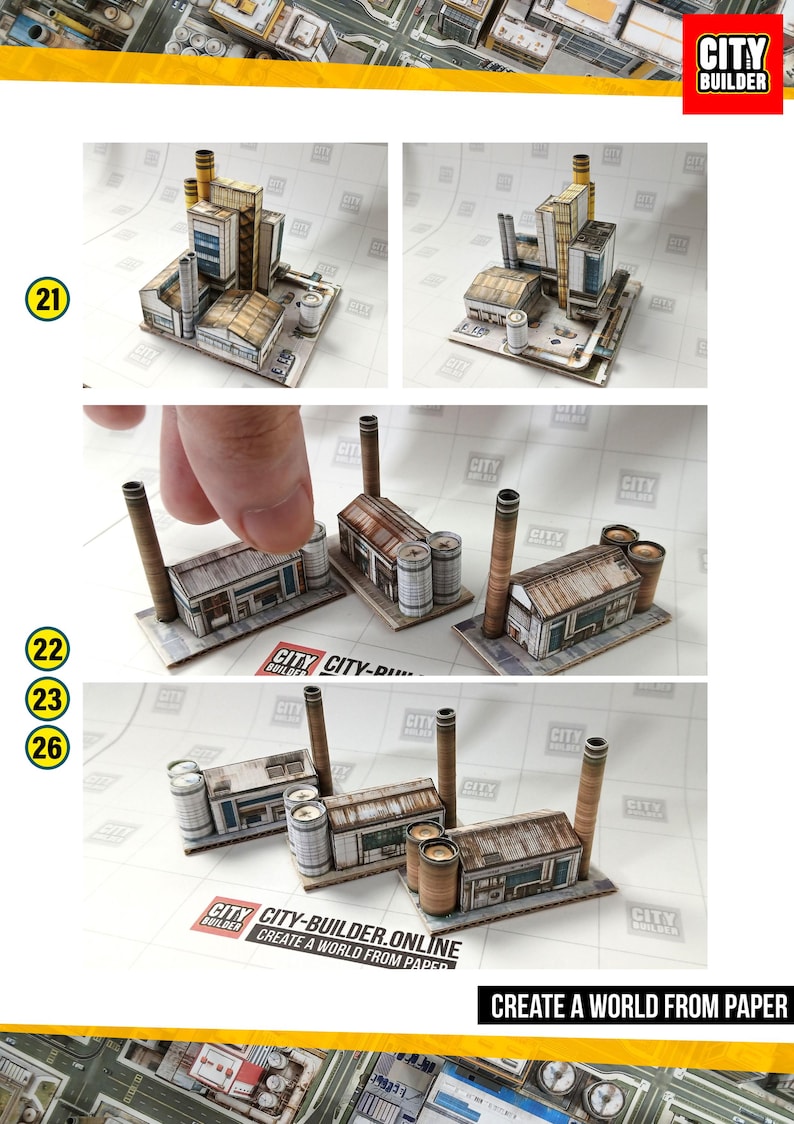 Paper Factories, Paper City, Paper Model, City-builder Part 10 - Etsy