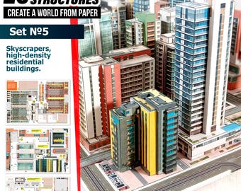 Paper Model City Skyscrapers, High-Density Residential Buildings, City-Builder Part 5