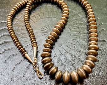 Desert pearls 24” 925 sterling silver, graduated saucer disc bench beads. Restrung from broken necklace, 40g,