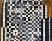 Black white 9patch quilt squares plus extra fabric, 5 inch squares